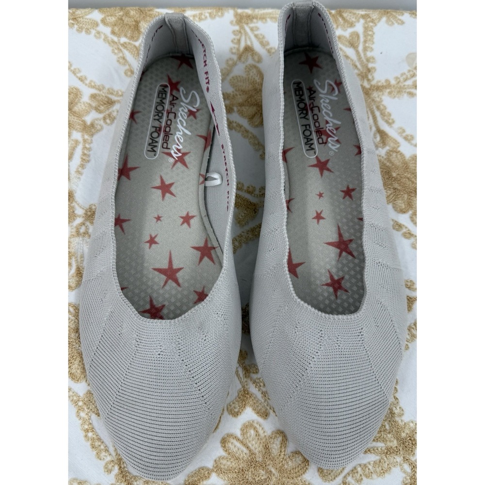 Skechers‎ Slip On Air Cooled Stretch Flats Sz US 8.5 Neutral Beige Color